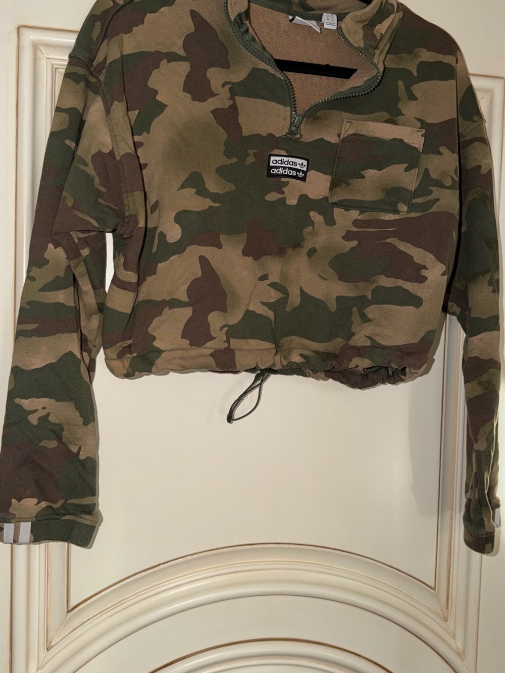 adidas Camo Half-Zip Pullover Jacket - Green/Brown